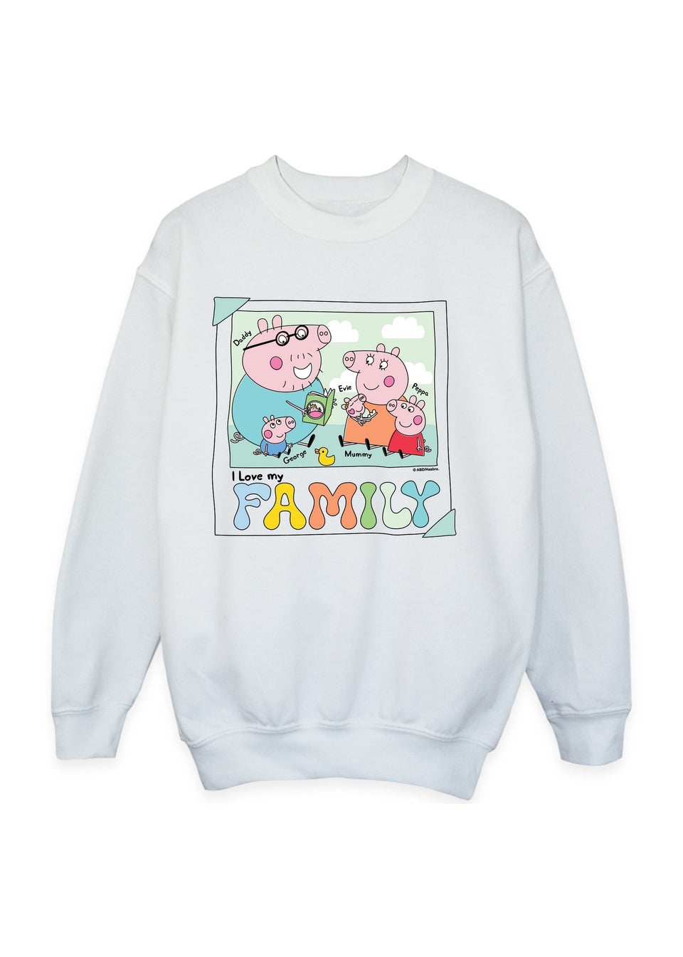 Peppa Pig Family Photo Girls White Graphic Sweatshirt (3-13 Years)
