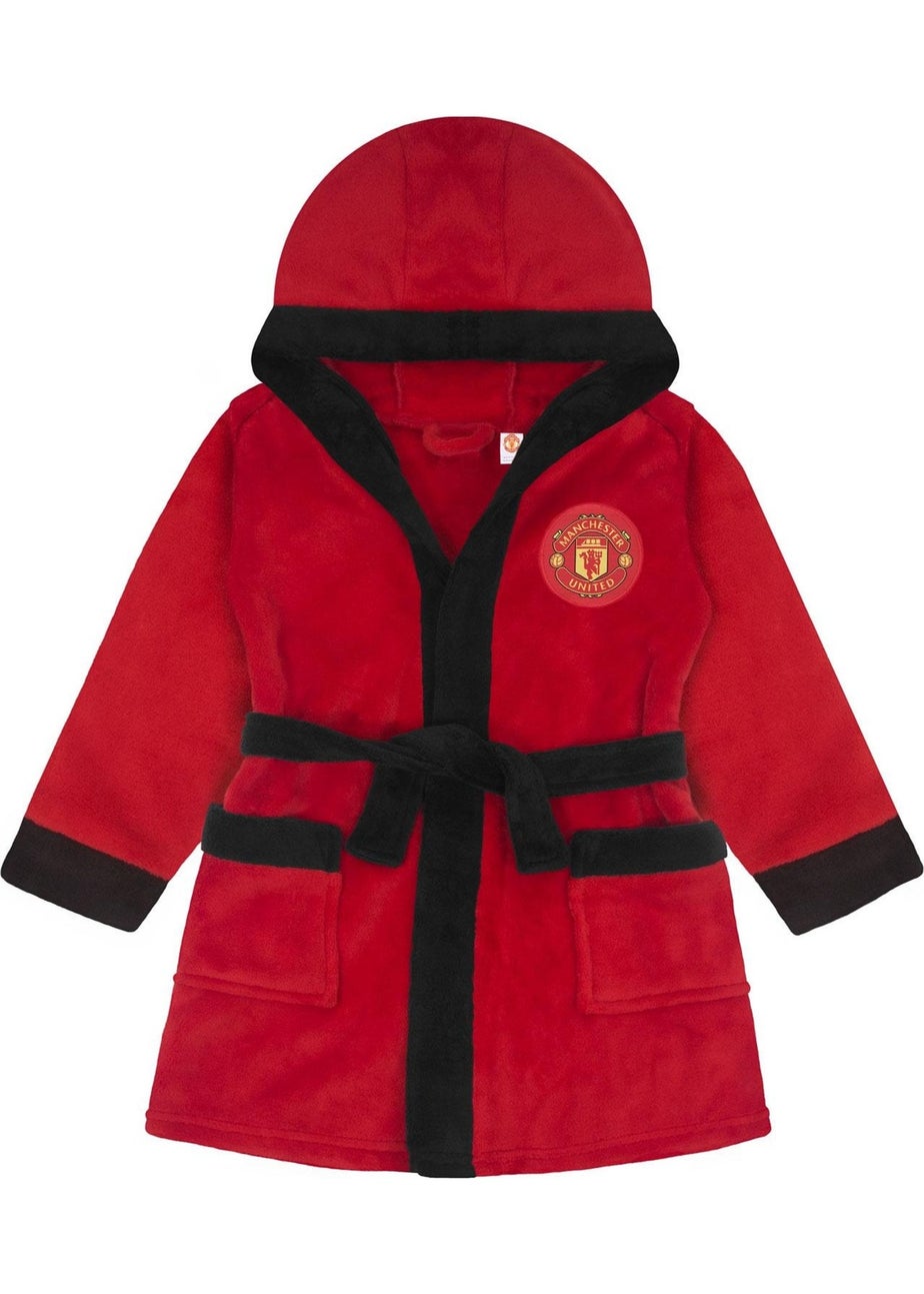 Manchester United FC Boys Red Baby Crest Fleece Dressing Gown (0-3yrs)