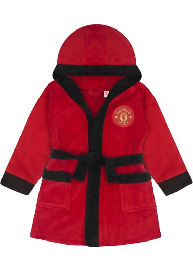 Manchester United FC Boys Red Baby Crest Fleece Dressing Gown (0-3yrs)