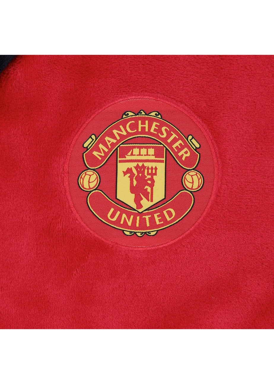 Manchester United FC Boys Red Baby Crest Fleece Dressing Gown (0-3yrs)