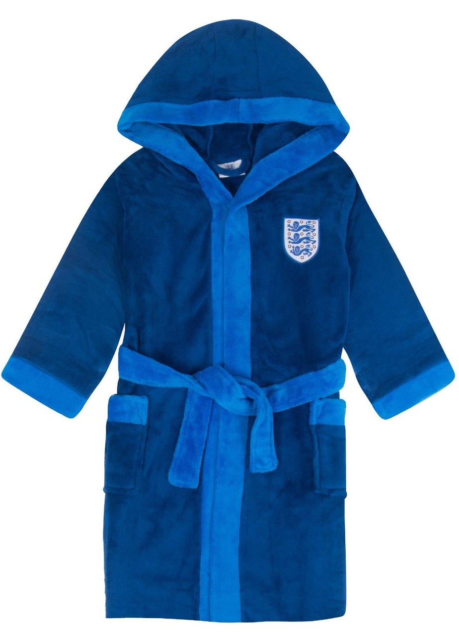 England Boys Blue Crest Fleece Dressing Gown (3-14yrs)