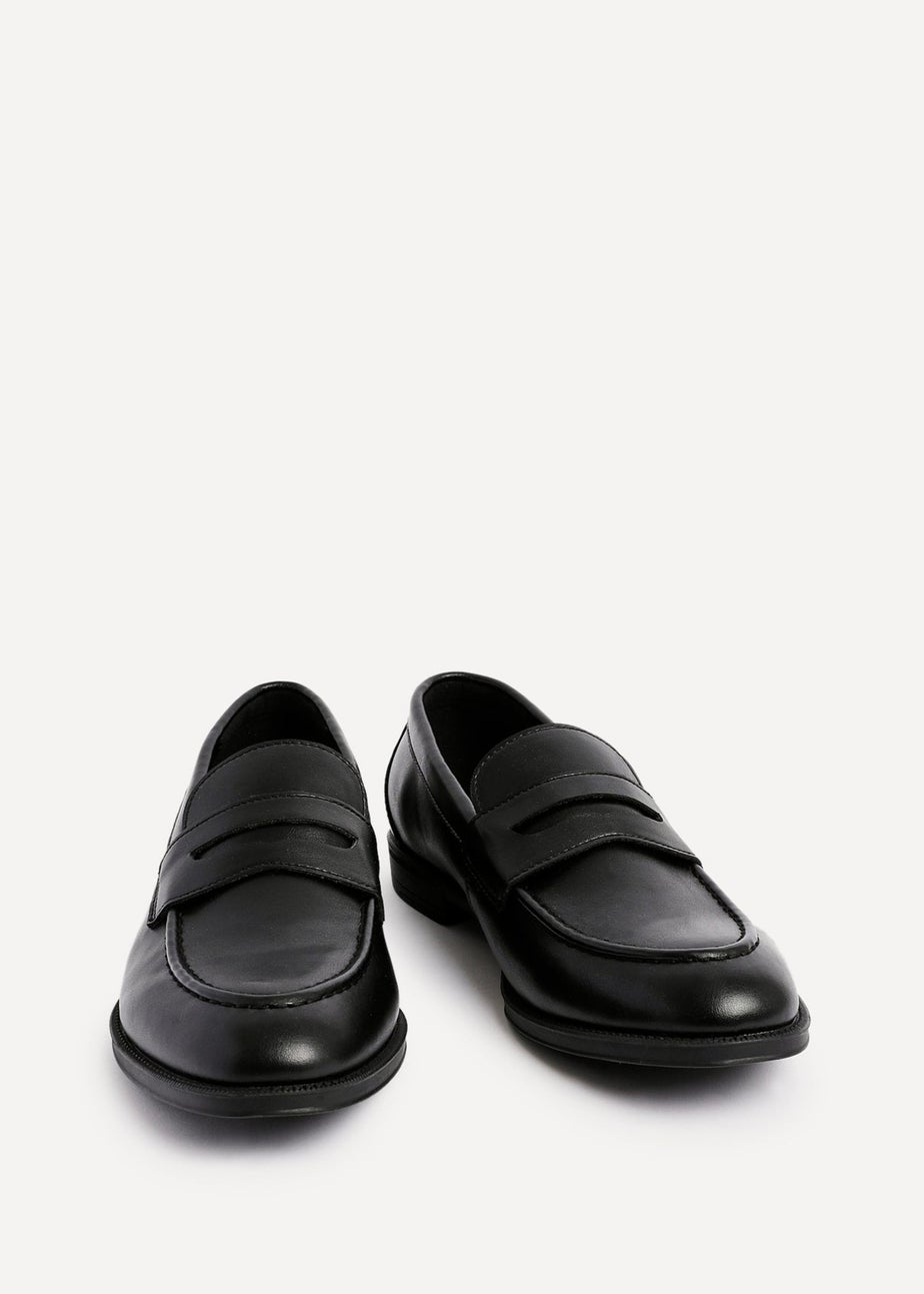 Linzi Aurelio Mens Black Faux Leather Penny Loafers
