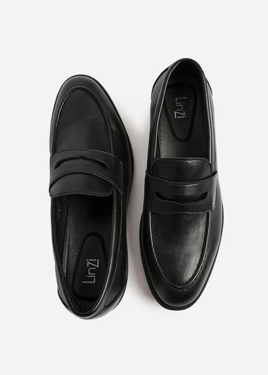 Linzi Aurelio Mens Black Faux Leather Penny Loafers