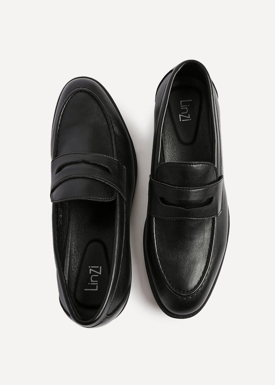 Linzi Aurelio Mens Black Faux Leather Penny Loafers