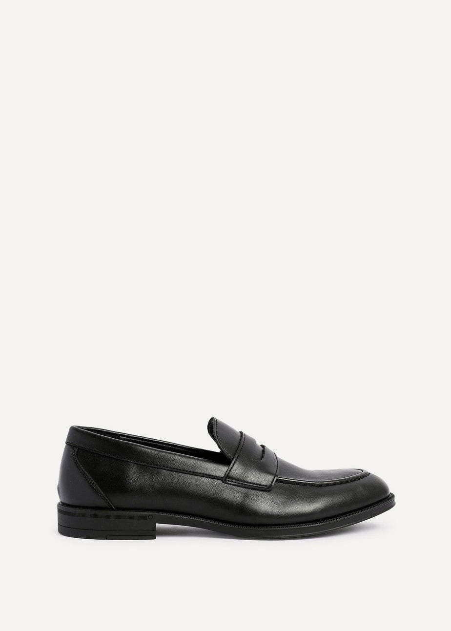 Linzi Aurelio Mens Black Faux Leather Penny Loafers