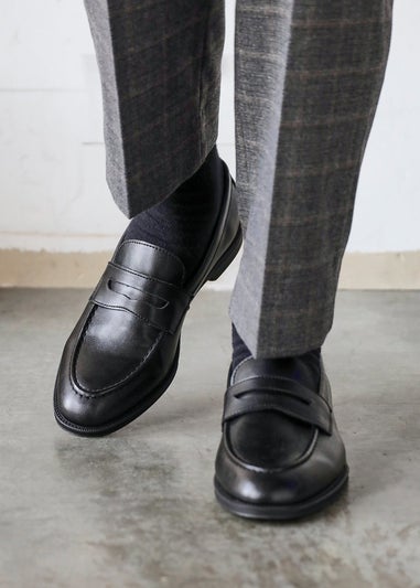 Linzi Aurelio Mens Black Faux Leather Penny Loafers