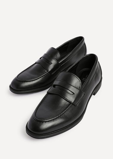 Linzi Aurelio Mens Black Faux Leather Penny Loafers