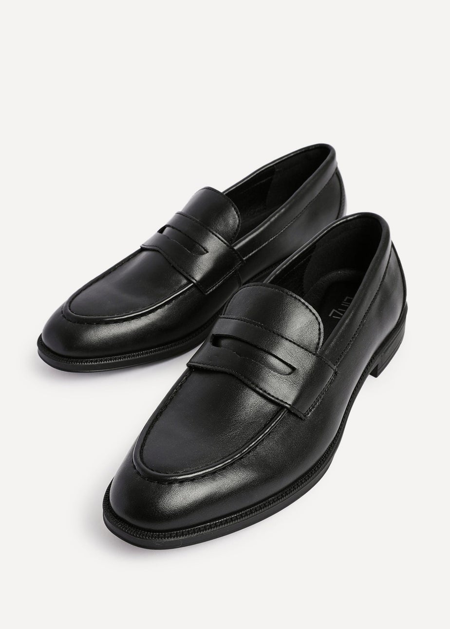 Linzi Aurelio Mens Black Faux Leather Penny Loafers