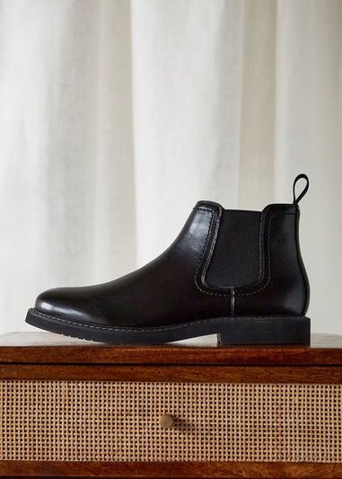 Linzi Alessandro Mens Black Faux Leather Chelsea Boots