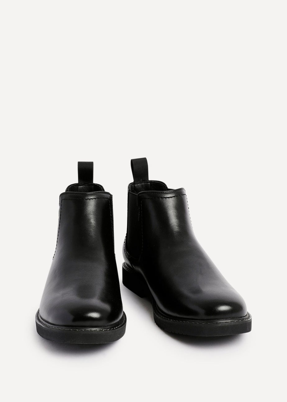 Linzi Alessandro Mens Black Faux Leather Chelsea Boots