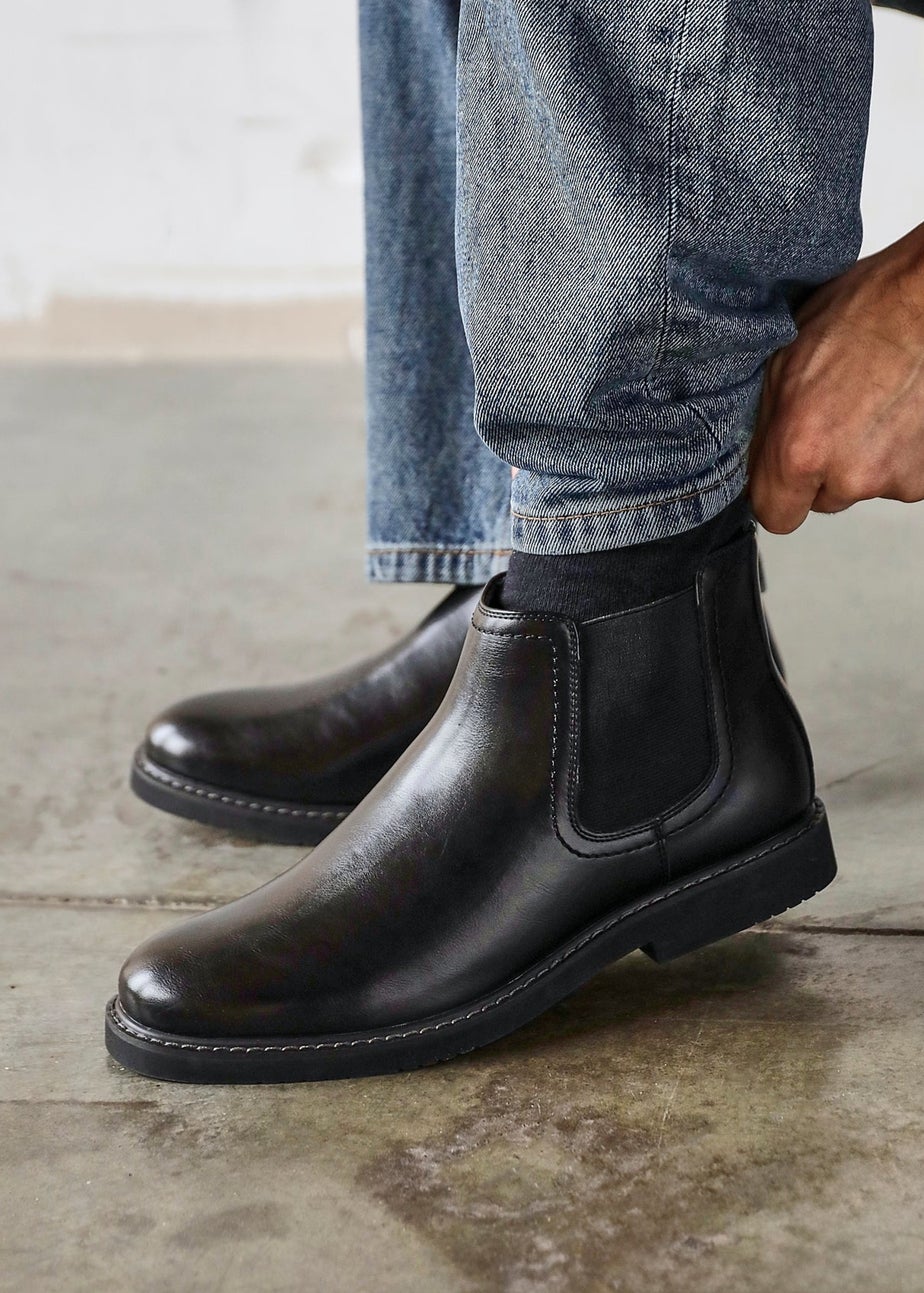 Linzi Alessandro Mens Black Faux Leather Chelsea Boots