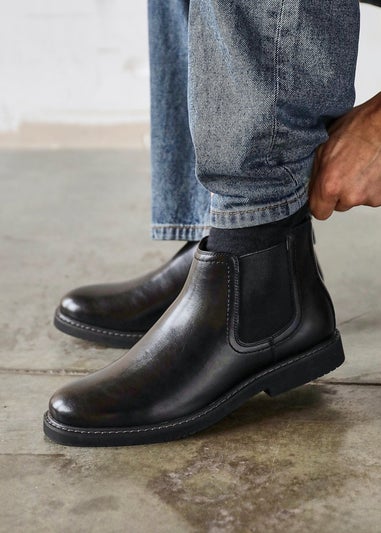 Linzi Alessandro Mens Black Faux Leather Chelsea Boots