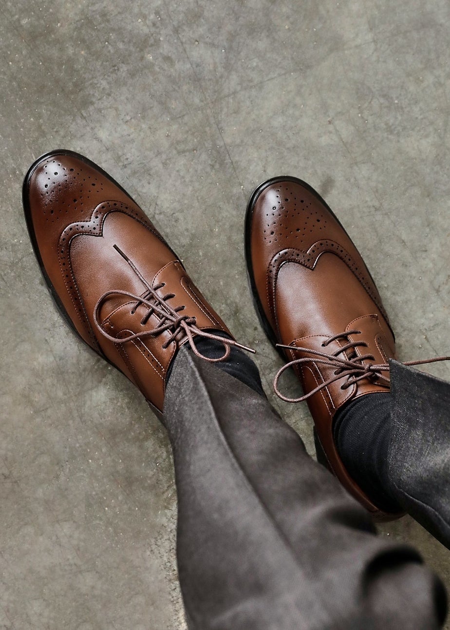 Linzi Marco Mens Brown Faux Leather Brogues Shoes