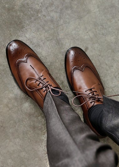 Linzi Marco Mens Brown Faux Leather Brogues Shoes