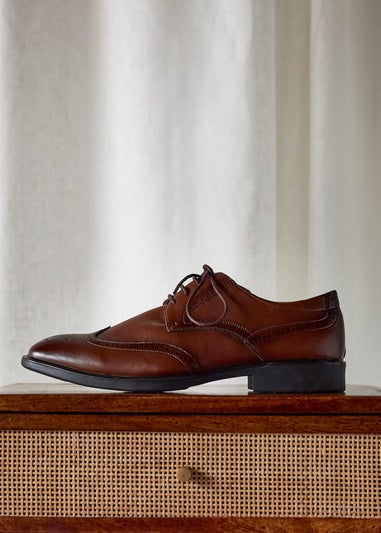 Linzi Marco Mens Brown Faux Leather Brogues Shoes