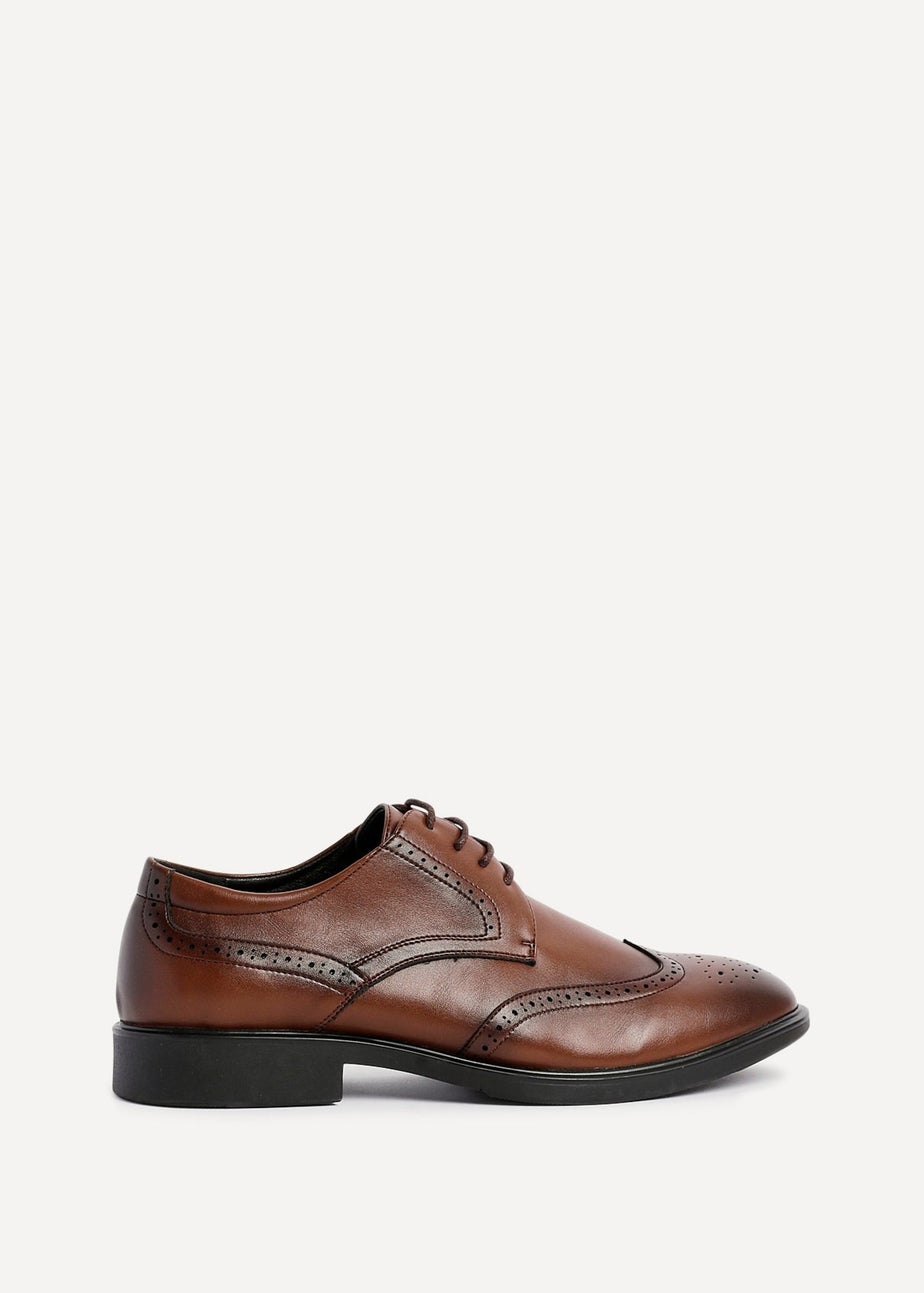 Linzi Marco Mens Brown Faux Leather Brogues Shoes