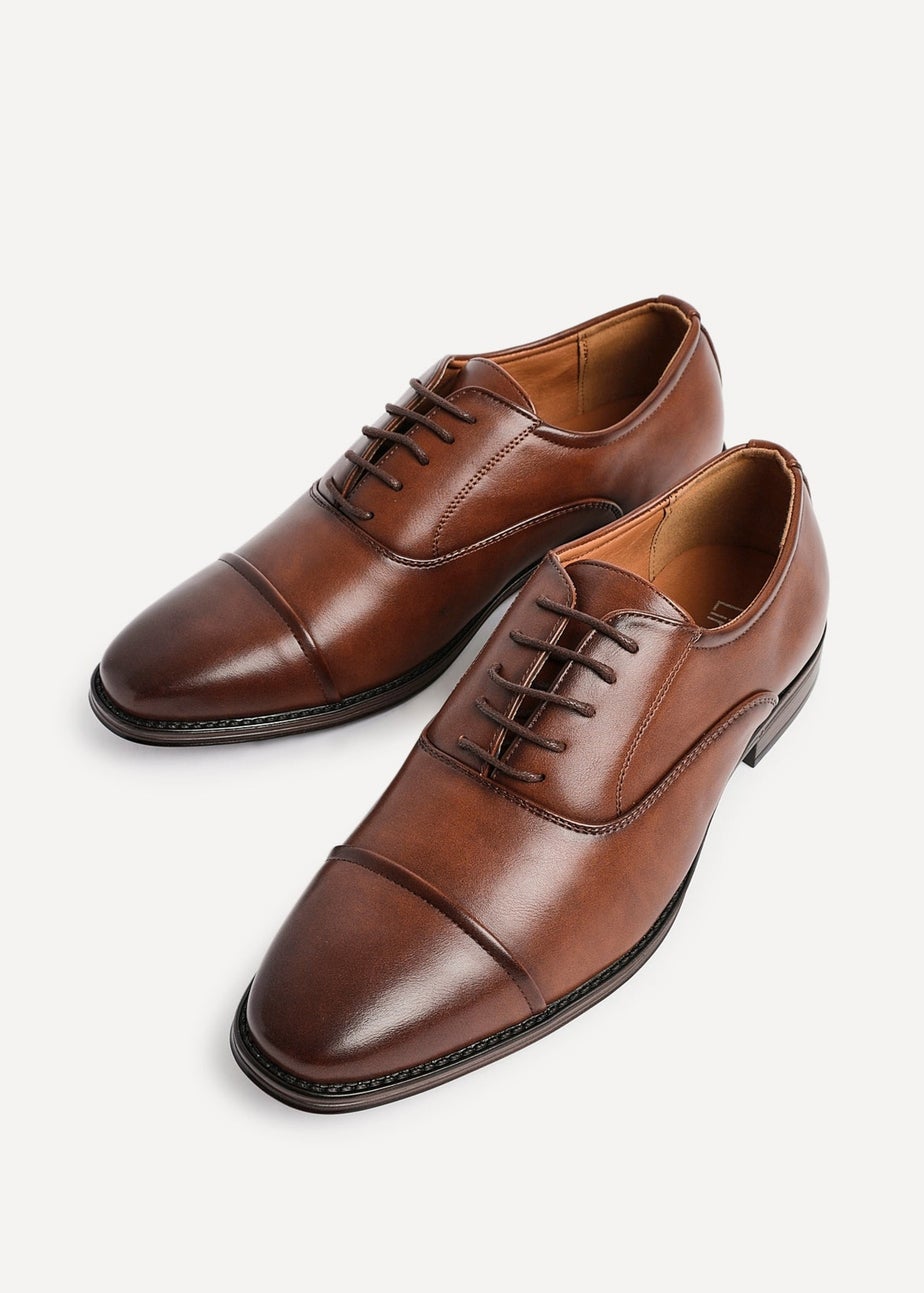 Linzi Lorenzo Mens Brown Faux Leather Cap Toe Shoes