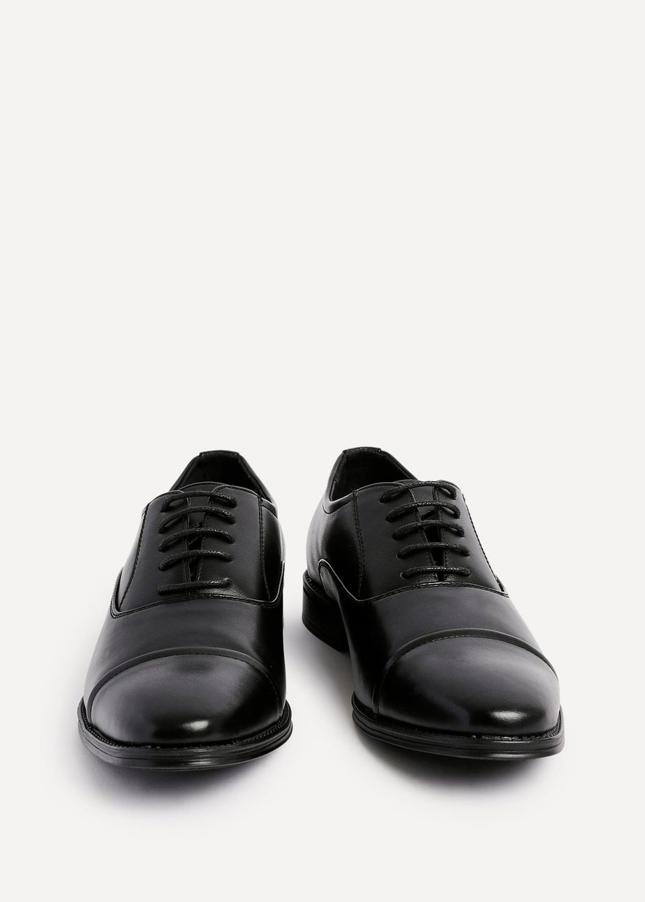 Linzi Lorenzo Mens Black Faux Leather Cap Toe Shoes