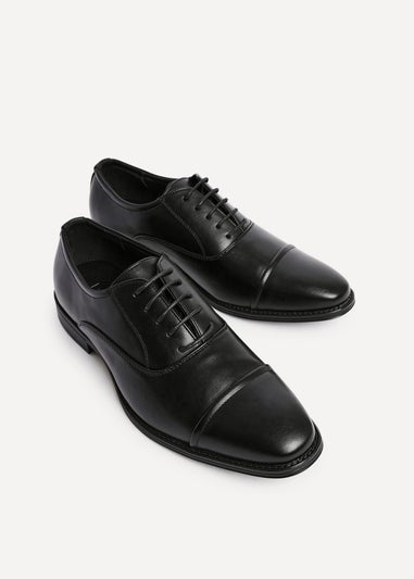 Linzi Lorenzo Mens Black Faux Leather Cap Toe Shoes