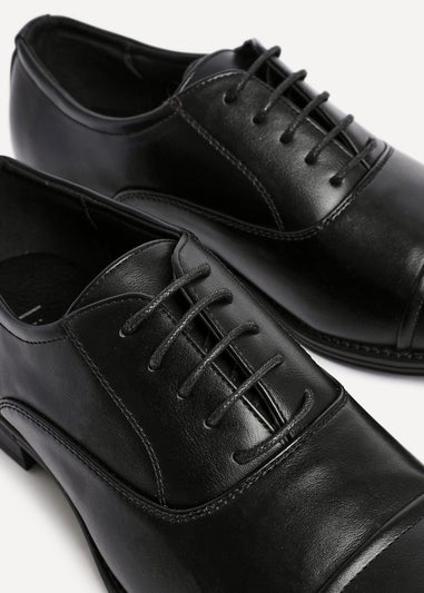 Linzi Lorenzo Mens Black Faux Leather Cap Toe Shoes