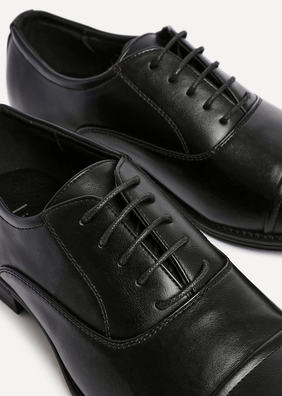 Linzi Lorenzo Mens Black Faux Leather Cap Toe Shoes