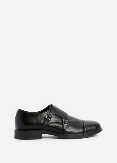 Linzi Marcello Mens Black Faux Leather Monk Strap Shoes