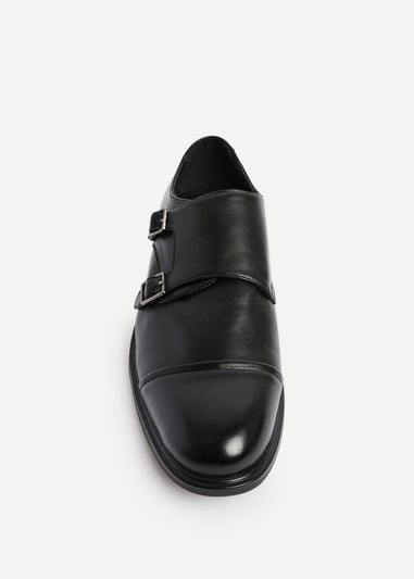 Linzi Marcello Mens Black Faux Leather Monk Strap Shoes