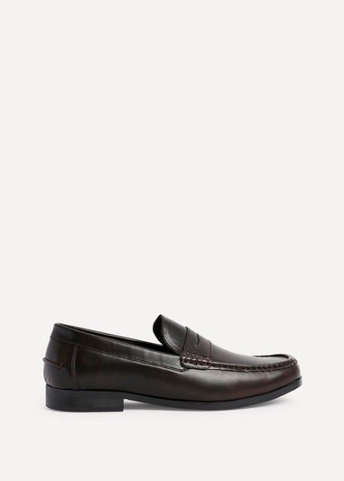 Linzi Tommaso Mens Dark Brown Faux Leather Penny Loafers