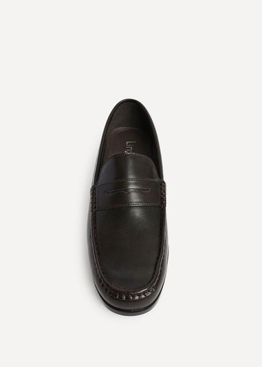 Linzi Tommaso Mens Dark Brown Faux Leather Penny Loafers