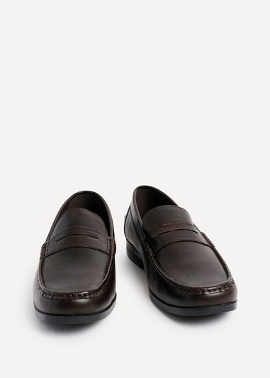 Linzi Tommaso Mens Dark Brown Faux Leather Penny Loafers