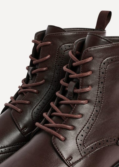 Linzi Leonardo Mens Brown Faux Leather Brogue Boots