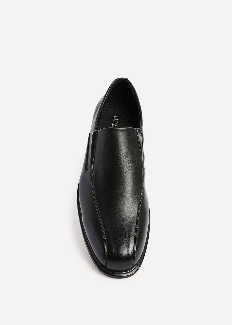 Linzi Diego Mens Black Faux Leather Panel Slip-On Shoes