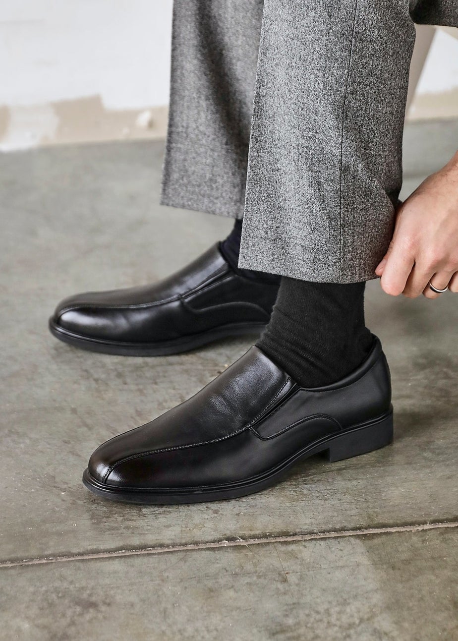 Linzi Diego Mens Black Faux Leather Panel Slip-On Shoes