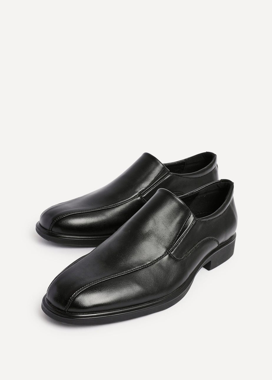 Linzi Diego Mens Black Faux Leather Panel Slip-On Shoes