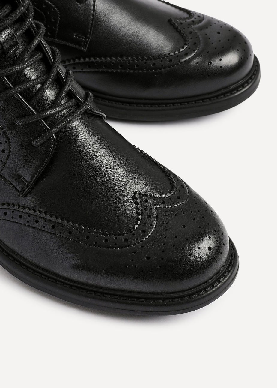 Linzi Leonardo Mens Black Faux Leather Brogue Boots
