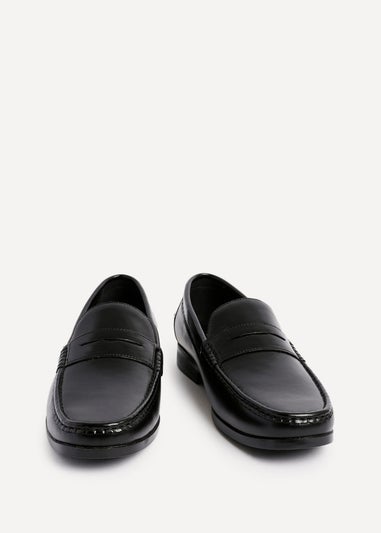 Linzi Tommaso Mens Black Faux Leather Penny Loafers
