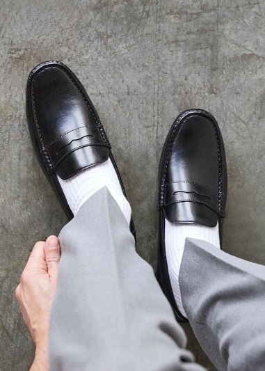 Linzi Tommaso Mens Black Faux Leather Penny Loafers