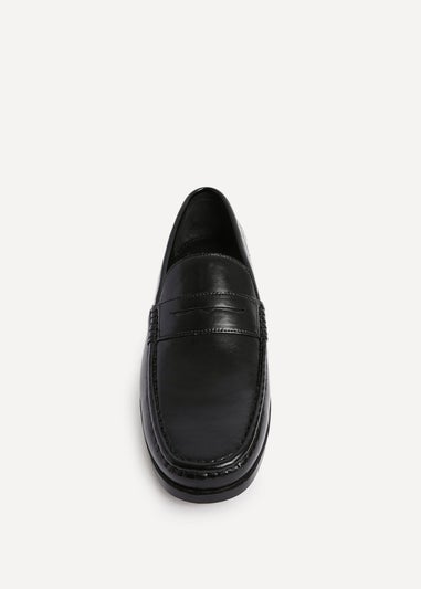 Linzi Tommaso Mens Black Faux Leather Penny Loafers
