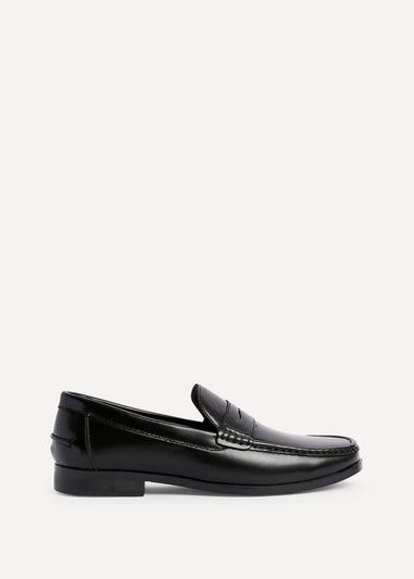 Linzi Tommaso Mens Black Faux Leather Penny Loafers