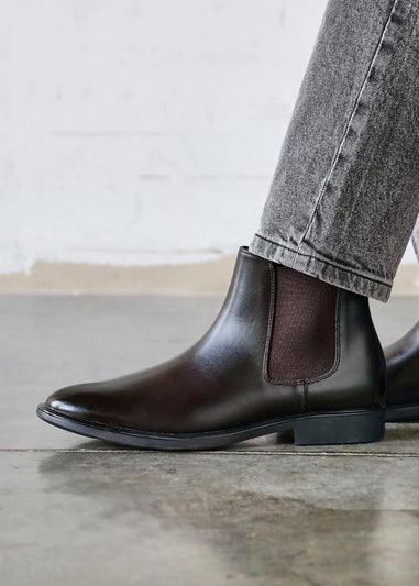 Linzi Antonio Mens Dark Brown Faux Leather Chelsea Boots