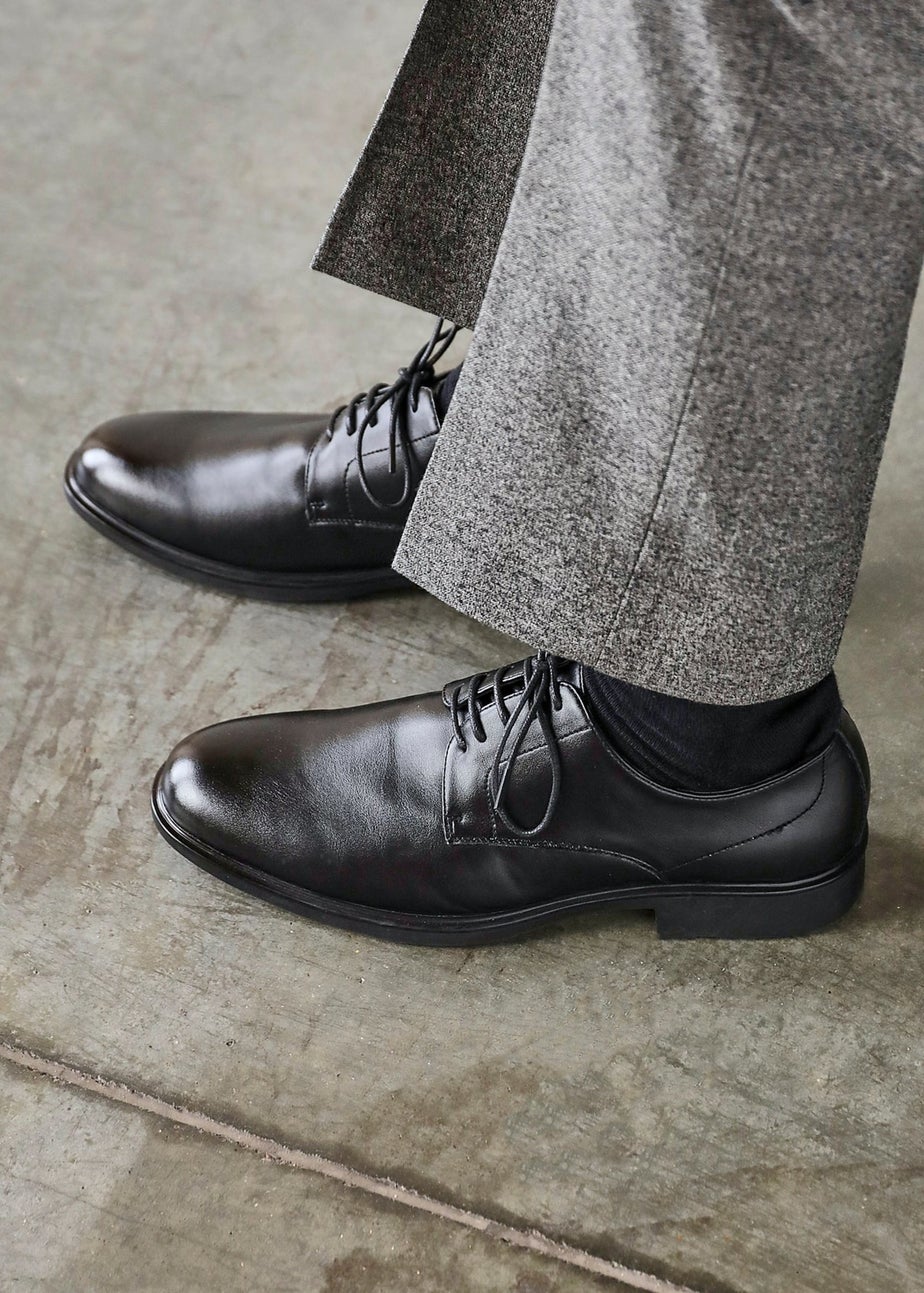 Linzi Angelo Mens Black Faux Leather Lace-Up Shoes