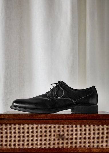 Linzi Angelo Mens Black Faux Leather Lace-Up Shoes