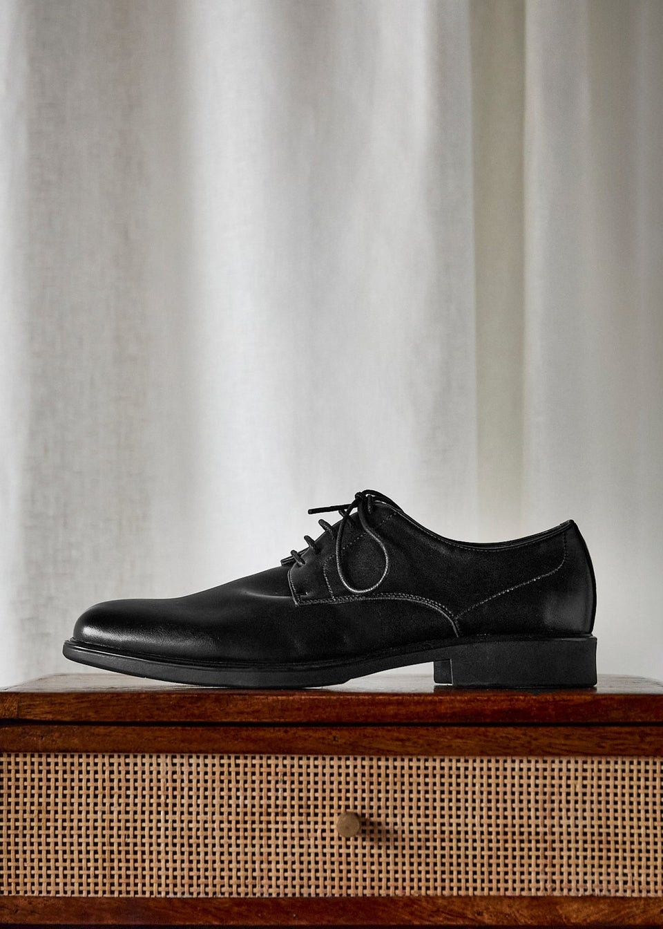 Linzi Angelo Mens Black Faux Leather Lace-Up Shoes