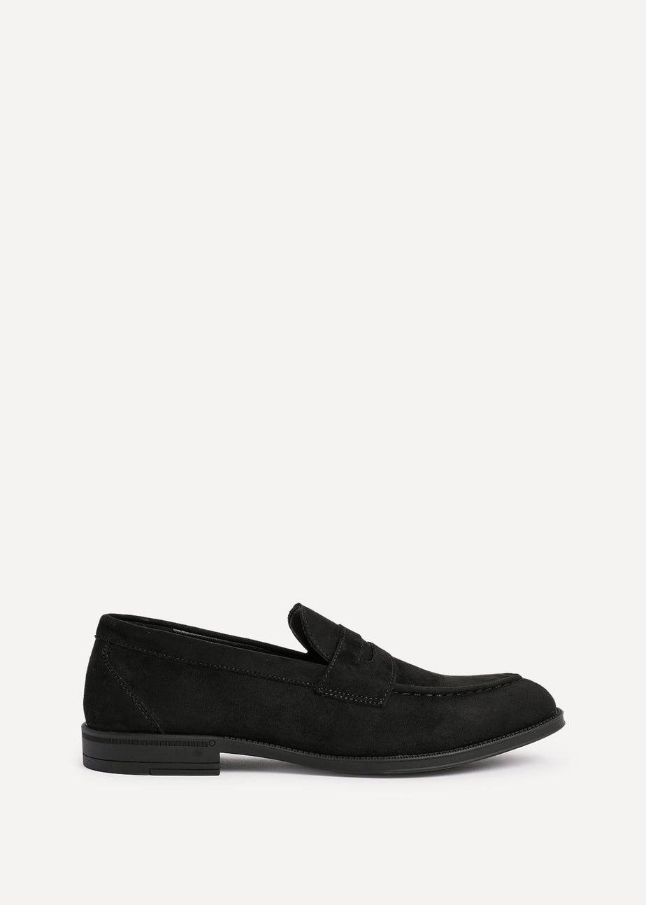 Linzi Aurelio Mens Black Faux Suede Penny Loafers