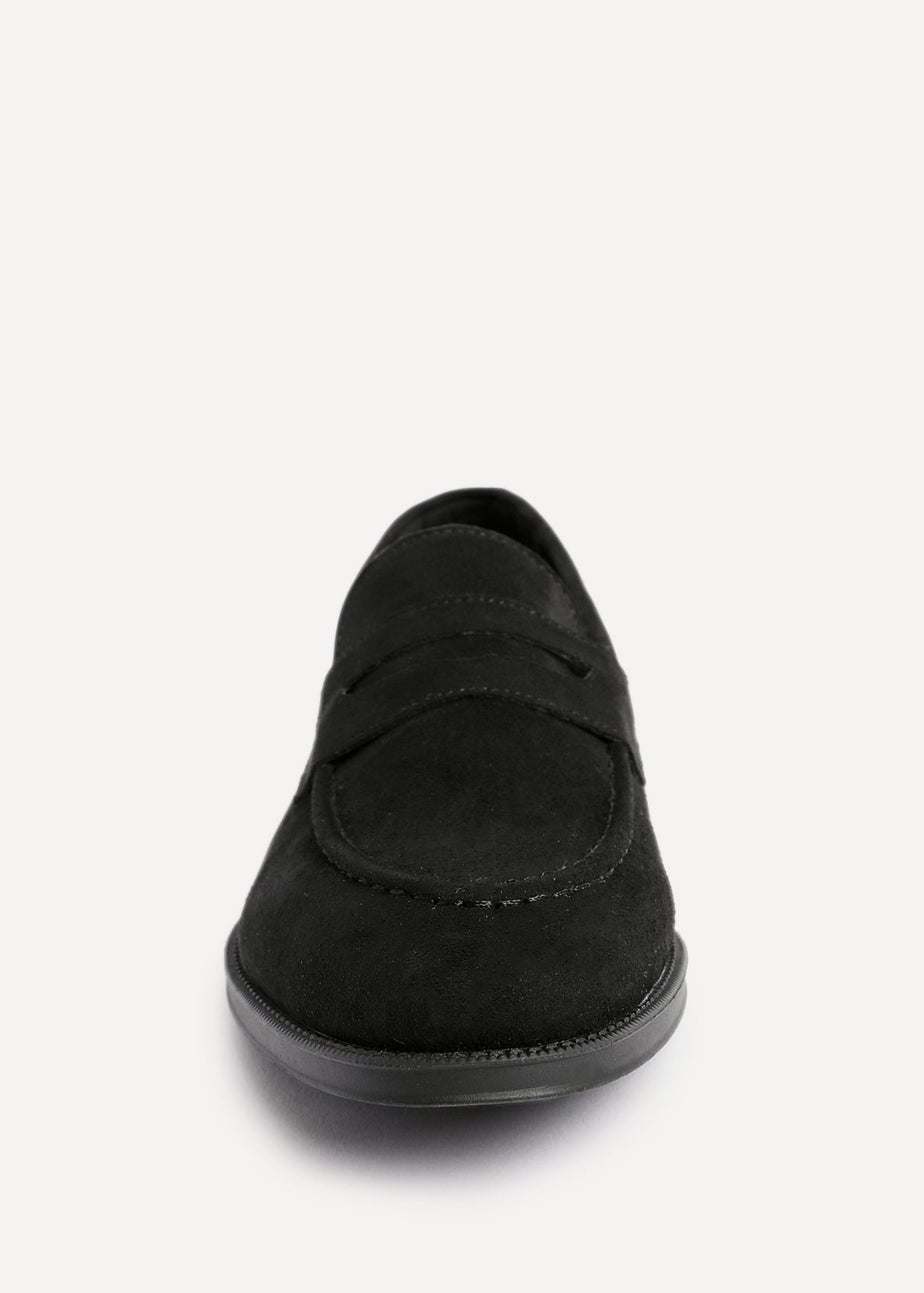 Linzi Aurelio Mens Black Faux Suede Penny Loafers
