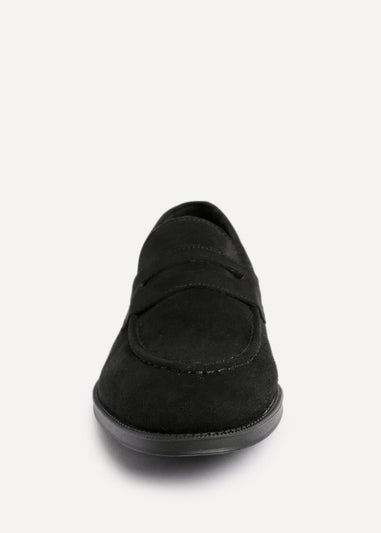 Linzi Aurelio Mens Black Faux Suede Penny Loafers