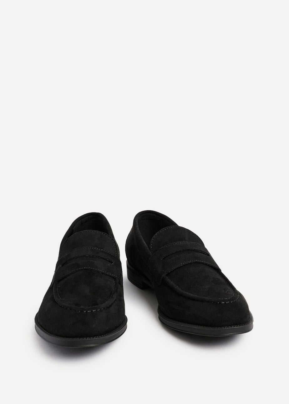 Linzi Aurelio Mens Black Faux Suede Penny Loafers
