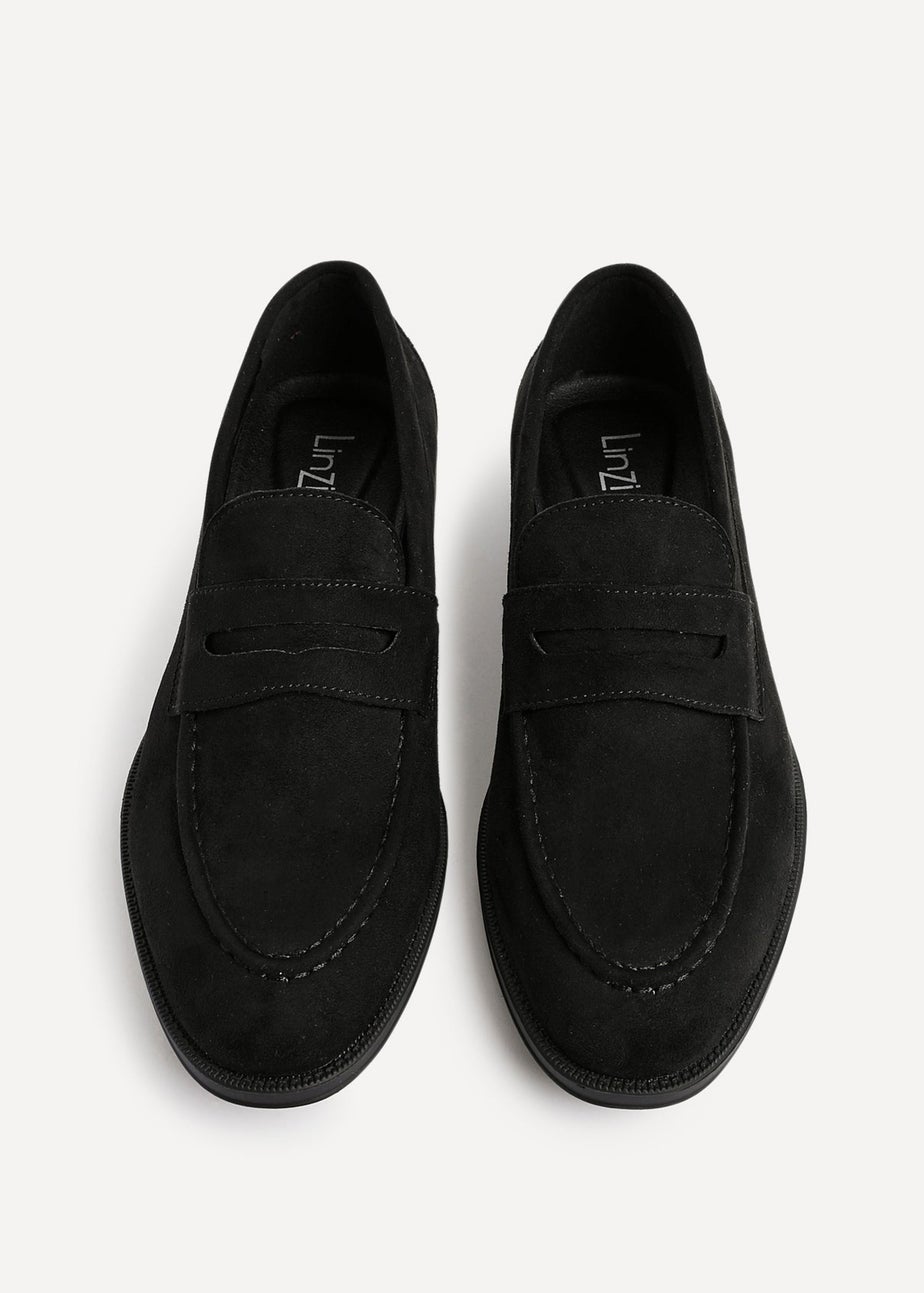 Linzi Aurelio Mens Black Faux Suede Penny Loafers