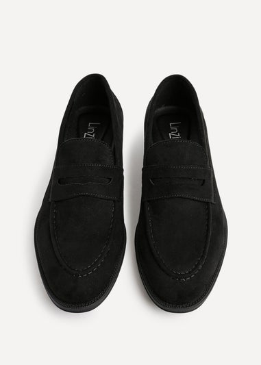 Linzi Aurelio Mens Black Faux Suede Penny Loafers