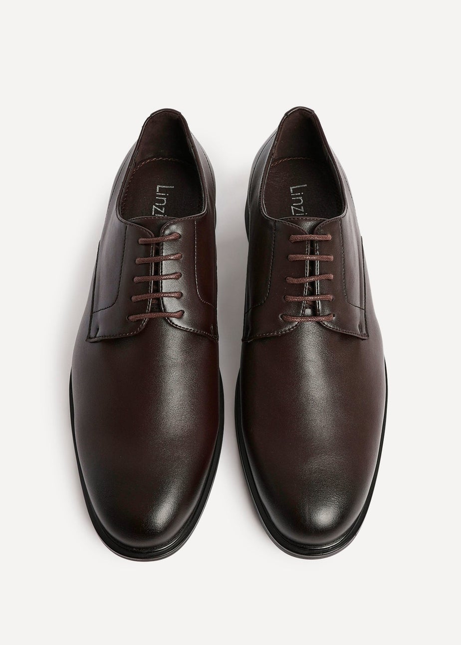 Linzi Angelo Mens Dark Brown Faux Leather Lace-Up Shoes